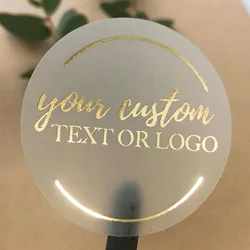 100pcs/Lot Custom Gold Foil Stickers Wedding Favor Stickers Gold Foil Custom Stickers Custom Gold Foiled Clear Stickers