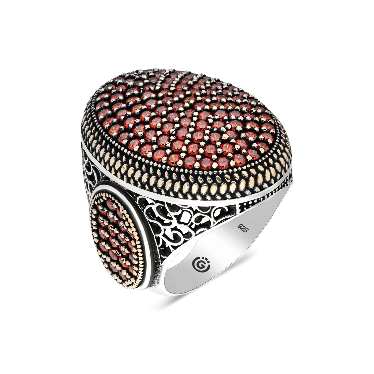 

Heavy 5 Colors 925 Real Pure Sterling Silver Ring For Man Natural Red Blue Green Zircon Stone Handmade Turkish Jewelry Patterned