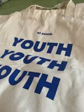 De lona de las mujeres bolsa de compras cartas de juventud imprimir mujer tela de algodón bolsa de hombro bolso Eco bolso reutilizables bolsas de compras