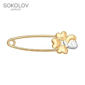 

SOKOLOV brooch of gold fashion jewelry 585 women's male