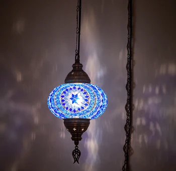 

Swag PLUG IN Turkish Moroccan Mosaic Ceiling Hanging Chandelier Light Lamp 15ft