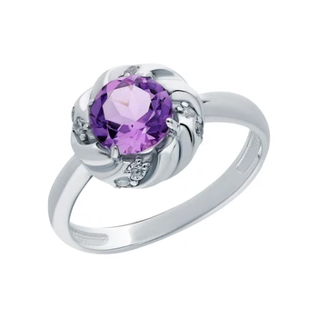 

Silver ring with amethyst and cubic zirconia sunlight sample 925
