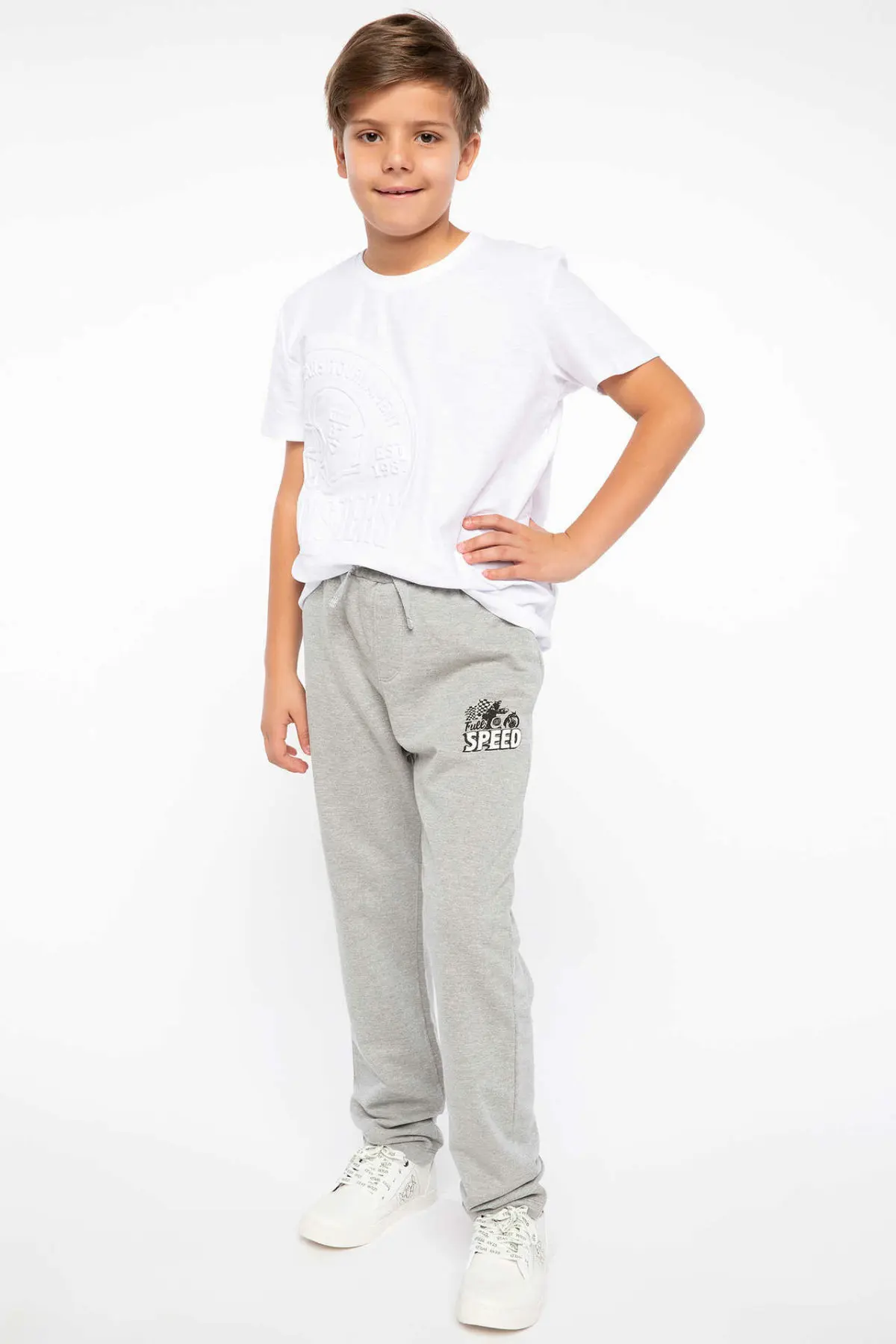 Дефакто; повседневные серые брюки для мальчиков; модные спортивные штаны на завязках; детские свободные длинные штаны для отдыха; J1326A618AU