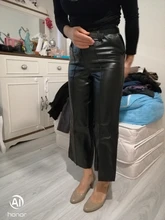 Pantalones de piel sintética con cinturón para mujer, calzas de pierna ancha, 2021G, para Primavera, 818