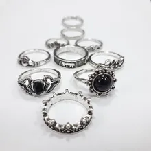 Tocona, conjunto de anillos con corona tallada, corazón rosa, flor de Elefante dorado antigua Bohemia, anillo para dedo nudillo Midi, joyería para mujer