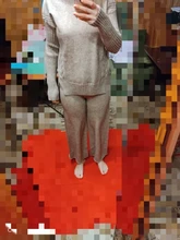 Women Tracksuit Pants Pullovers Sweater-Set Spring Wide-Legs Warm Turtleneck Autumn JXMYY