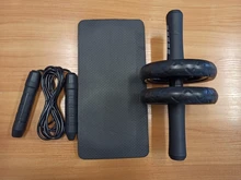 Rodillo y cuerda de saltar 2 en 1 sin ruido rodillo abdominal esterilla, Para brazo, cintura, piernas, ejercicio, gimnasio, equipamiento de fitness