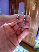 ANENJERY de Plata de Ley 925 moda novedosa de Luna estrella aro pendientes para las mujeres 2020 mejores regalos de Navidad de S-E1360