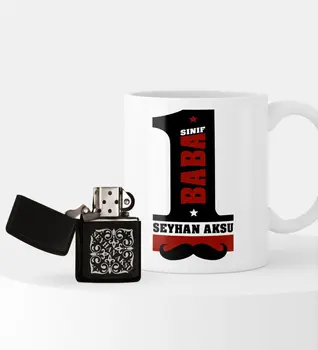

Personalized 1. Grade Dad Cigarette Lighter and Mug Set