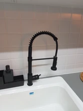 Grifo de fregadero de cocina, mezclador de agua fría y caliente montado en cubierta, modo doble Caño extraíble, rotación de 360, negro, multicolor