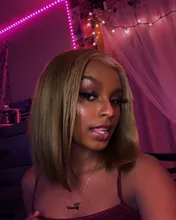 Peluca de cabello humano 613 Rubio para mujer, postizo de encaje transparente brasileño, 180 de densidad, corte Bob corto, 13x1