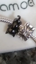 Silver Bracelet Charm Jewelry-Making-Beads Cat Metal 925-Sterling-Cartoon Black Bamoer