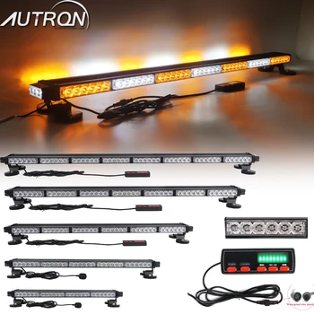 

15" 44" 55“ LED Strobe Light Bar Emergency Warning Traffic Advisor Flashing Amber White Beacon Four Side Signal Vehicle Truck