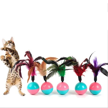 

Cat Toy Ball Plus Feather Ball Throwing Toy Funny Interactive Plush Toy Stick Feather Ball Cat Toys