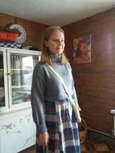 Sweater Skirt-Set Matching-Set Merry-Pretty Plaid 2pieces-Outfits Blue Spring Pleasted