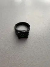 Anillos de gato negro de Anime para niños y niñas, joyería para disfraz, fiesta, regalo, estampado verde, esmalte, Pata de Gato