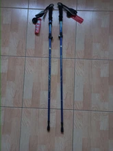 Bastones de senderismo plegables para exteriores, 5 secciones, bastón portátil para caminar y acampar, nórdico, telescópico, fácil de poner en la bolsa