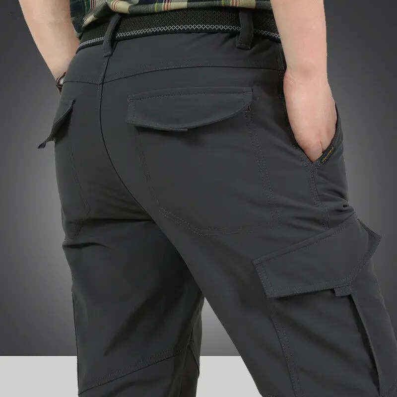 Tanie Męskie spodnie zimowe termiczne podszyty polarem elastyczne spodnie robocze Cargo sklep