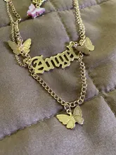 2021 multicapa Vintage acrílico mariposa gargantilla collar de las mujeres de la moda carta cadena de oro capas collar regalo de fiesta, joyería