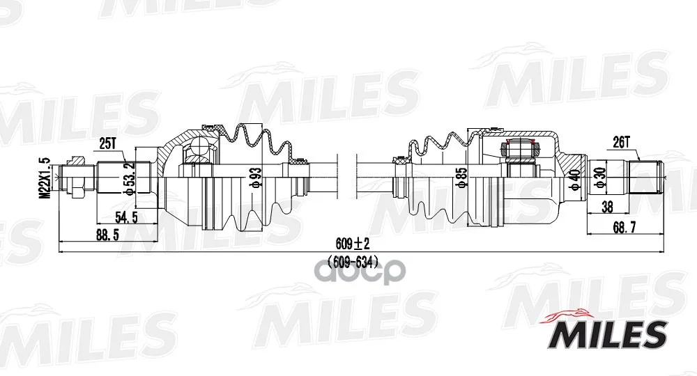 Привод В Сборе Ford Focus 1.8-2.0 98-04 Лев. Miles Gc01053 Miles арт. GC01053