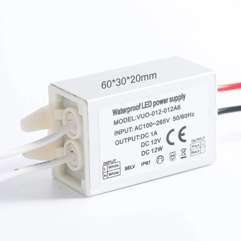 야외 스트립 조명 변압기 스위칭 전원 공급 장치, 슬림 미니 LED 드라이버 어댑터, AC100-240V to DC 12V IP67, 12W, 20W, 30W
