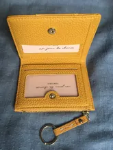 Cartera de piel sintética suave para mujer, cartera amarilla de marca, monedero Mini con broche, tarjetero, billetera corta, Bolso pequeño Delgado, llavero con cremallera