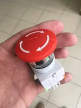 Interruptor de botón de parada de emergencia, equipo de elevación, bloqueo automático, tapa roja tipo seta 1NO 1NC DPST, CA 660V 10A