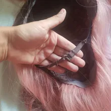 Pink Cosplay Wigs Dark-Root Wavy Colorful-Fiber Black White High-Temperature Synthetic-Long