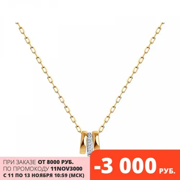 

Necklace Sokolov from gold with cubic zirconia Swarovski,Crystals, fashion jewelry, 585, women's male