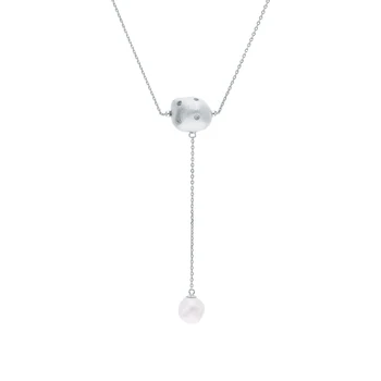 

Silver necklace with zirconium, pearls and cubic zirconium sunlight sample 925