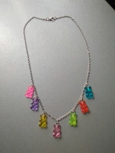 Collar de oso de dibujos animados de color caramelo, colorido Oso de resina hecho a mano, joyería para fiesta