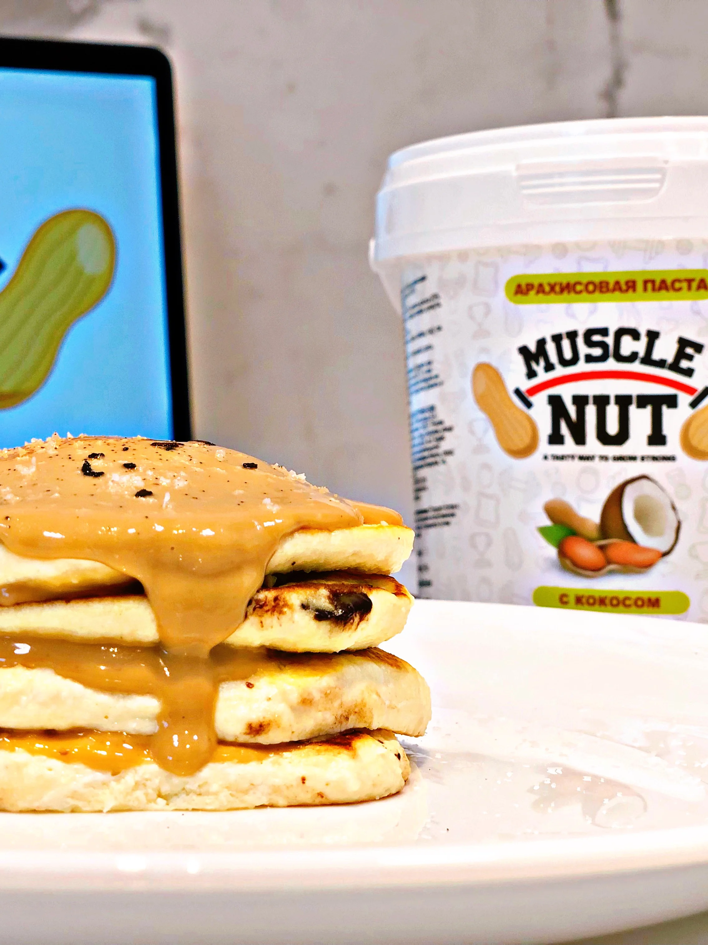 Peanut butter Muscle Nut with coconut, сreamy, no sugar, sugar free, 100% natural, high-protein, 1000g, vegan, gluten-free, non-GMO, no additives, preservative free, no salt, keto snack, low carb