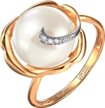 

Примаэксклюзив ring with pearls and cubic zirconia in red gold