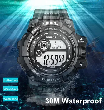 COOBOS New Men LED Digital Watches Luminous Fashion Sport Waterproof Watches For Man Date Army Military Clock Relogio Masculino 2