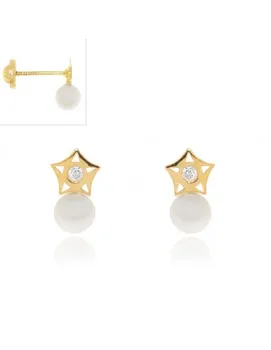 

Earrings Bebe Pearl with Star Cut Cubic Zirconia