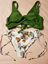 Swimsuit Women Bikini-Sets Bathing-Suits Lemon CUPSHE Lace-Up Print Two-Pieces Sexy Yellow