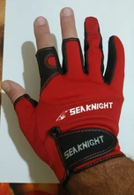 SeaKnight-guantes de pesca deportivos SK03, 1 par/lote, 3 guantes de cuero transpirable de medio dedo, equipo de pesca de neopreno y PU