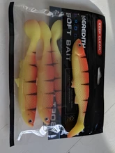 Soft-Lures Paddle Artificial-Bait T-Tail MEREDITH Pike Plastic 120mm 3d Eyes Tail-14.5g-4pcs