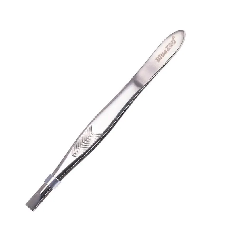 Flat mouth Stainless Steel Eyebrow Tweezers Women Face Hair Removal False Eyelash Clip Beauty Makeup Tools - Цвет: Flat mouth