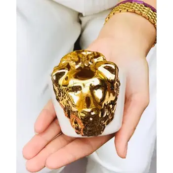 

Lion Figured, 24K Real Gold Decorated Turkish Coffee / Espresso Cup