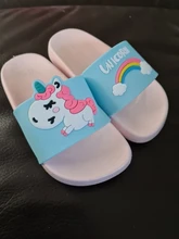 Suihyung-Zapatillas de unicornio arcoíris para niños y niñas, zapatos de playa para niños, pantuflas suaves para interiores