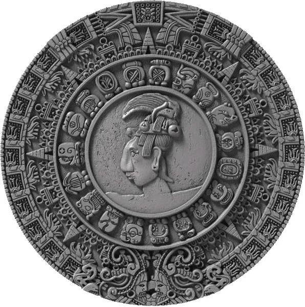 Календарь Майя Archeology Symbolism 2 Oz Серебряная монета 5$ Niue