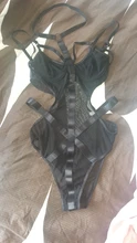 Gagaopt-Body de encaje para mujer, Body de malla ajustado de retales, Body Sexy con cuello Halter negro, Mono para discoteca 2020