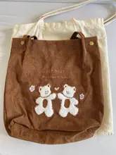 Bolso de hombro de PANA con bordado de ositos de la suerte para mujer, bolsa de lona a rayas, de tela ecológica, bolsas de compras bonitas y suaves