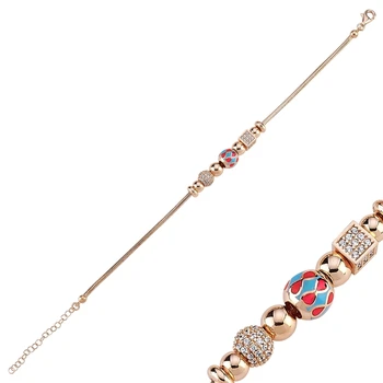 

KUTAYDAN 925 Sterling Silver Zircon Stone and Cabochons Moving Dangle Drop Pattern Bracelet