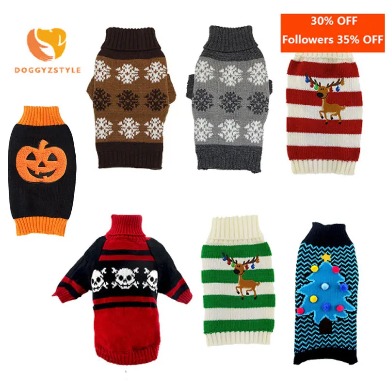 Knitting Crochet Turtleneck Dog Sweater Clothes for Dachshunds Warm Winter Pullover Small Dogs Christmas Cat | Дом и сад