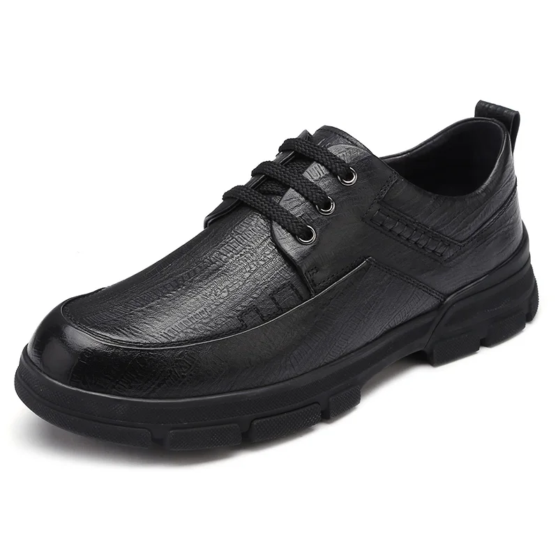A932155230Black CAMEL/деловые мужские туфли; Мужская обувь из натуральной кожи; Повседневная Свадебная обувь из воловьей кожи; Мужская мягкая стелька; нескользящая подошва - Цвет: A932155230Black