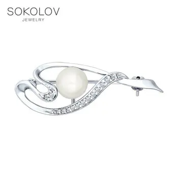 

Silver brooch with pearls SOKOLOV fashion jewelry silver 925 women's male