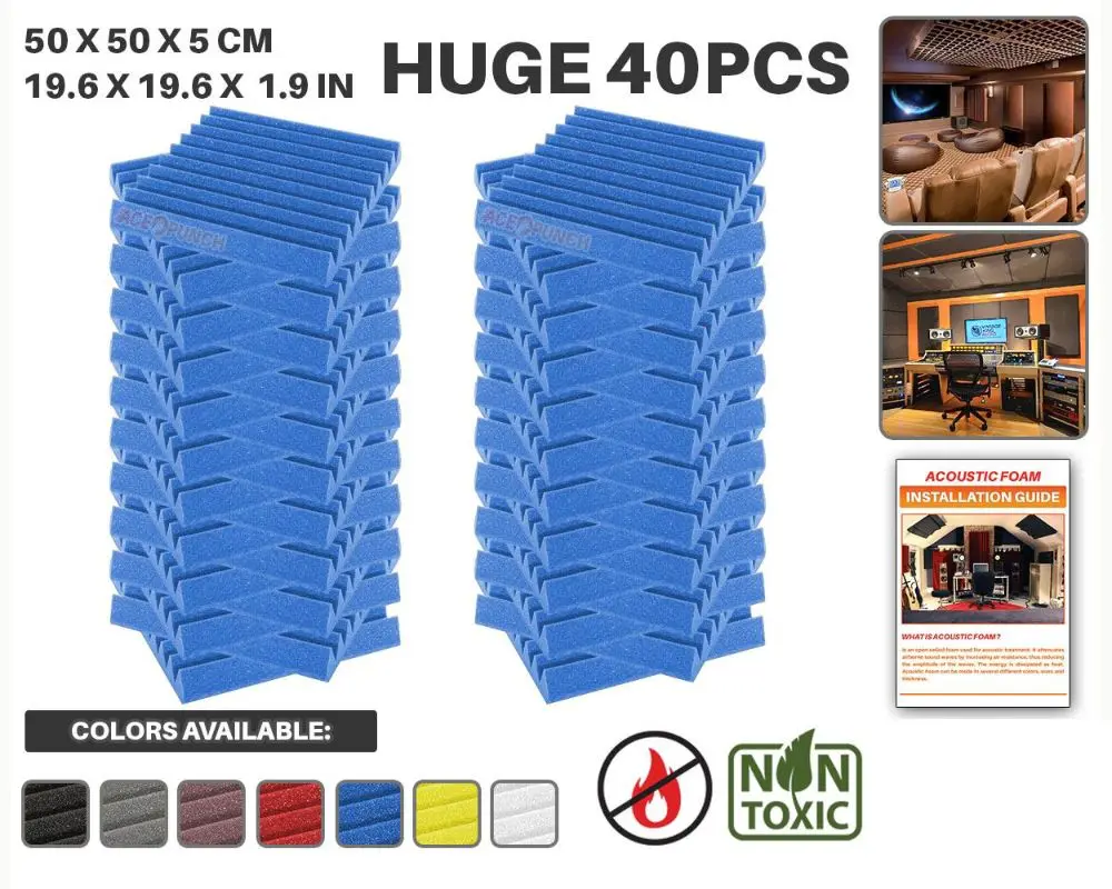 Arrowzoom 40 шт Упаковка 19," x 19,6" x 1," клиновая плитка студия Звукопоглощающая Панель акустическая обработка пены - Цвет: Blue