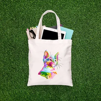 

Angemiel Bag Colorful Cute Thoughtful Cat Shopping Beach Tote Bag